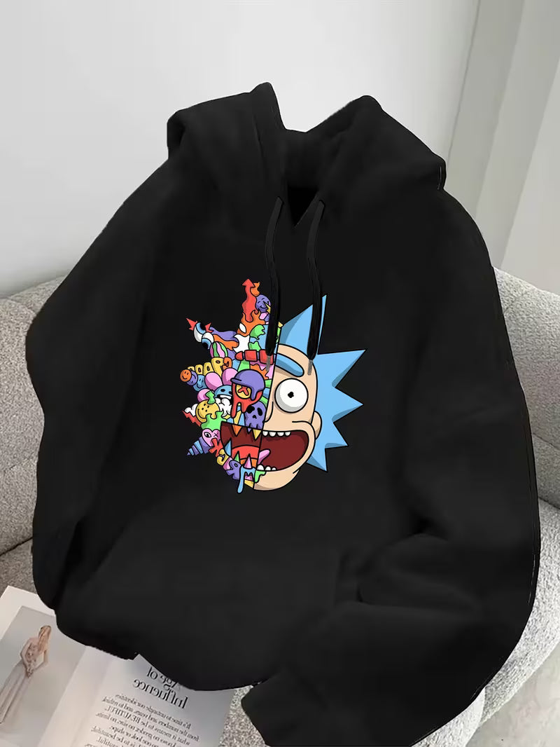 Bluza z Kapturem z Sznurkiem, Kreskówka Nadruk Jesień Zima