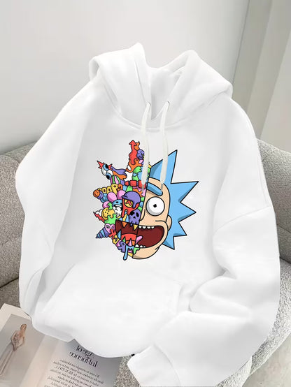 Bluza z Kapturem z Sznurkiem, Kreskówka Nadruk Jesień Zima