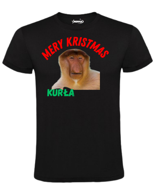 Bawełniana koszulka - Merry  kristmas kurła
