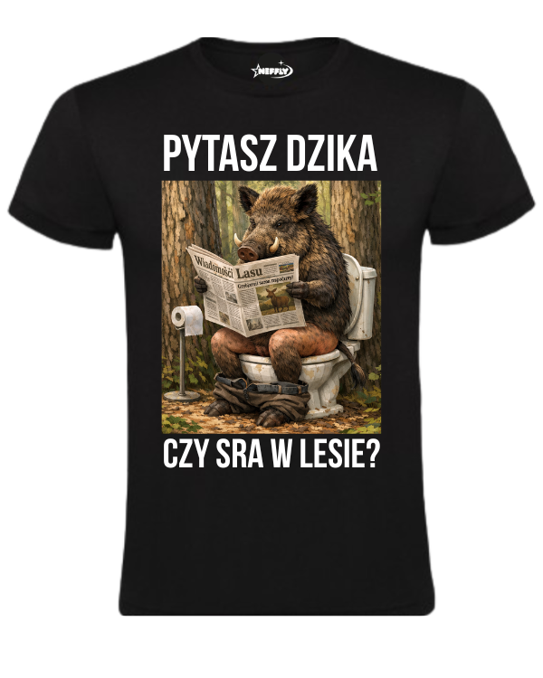 Bawełniana koszulka - PYTASZ DZIKA CZY SRA W LESIE ?