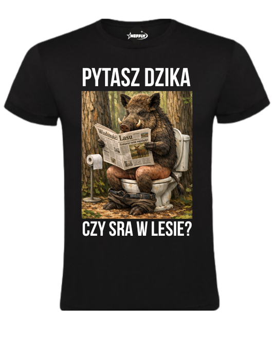 Bawełniana koszulka - PYTASZ DZIKA CZY SRA W LESIE ?